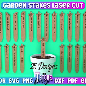 Garden Stakes SVG Bundle | Plants Stakes SVG Design | Laser Cut Files | CNC Files v.2