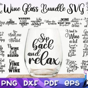 Weinglas SVG Bundle | Glas-Ätz-Designs | Stencil svg v.2 Bild 2