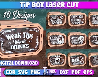 Tip Box Lasercut | Money Bank SVG | Money Box Laser Cut | Target Piggy Banks | Piggy Bank Laser Design | Laser Cut Donation Box | Tip Jar