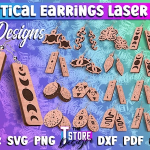 Mystieke Oorbellen Laser Gesneden Bundel | Magische oorbellen SVG ontwerp | Accessoires Laserontwerp