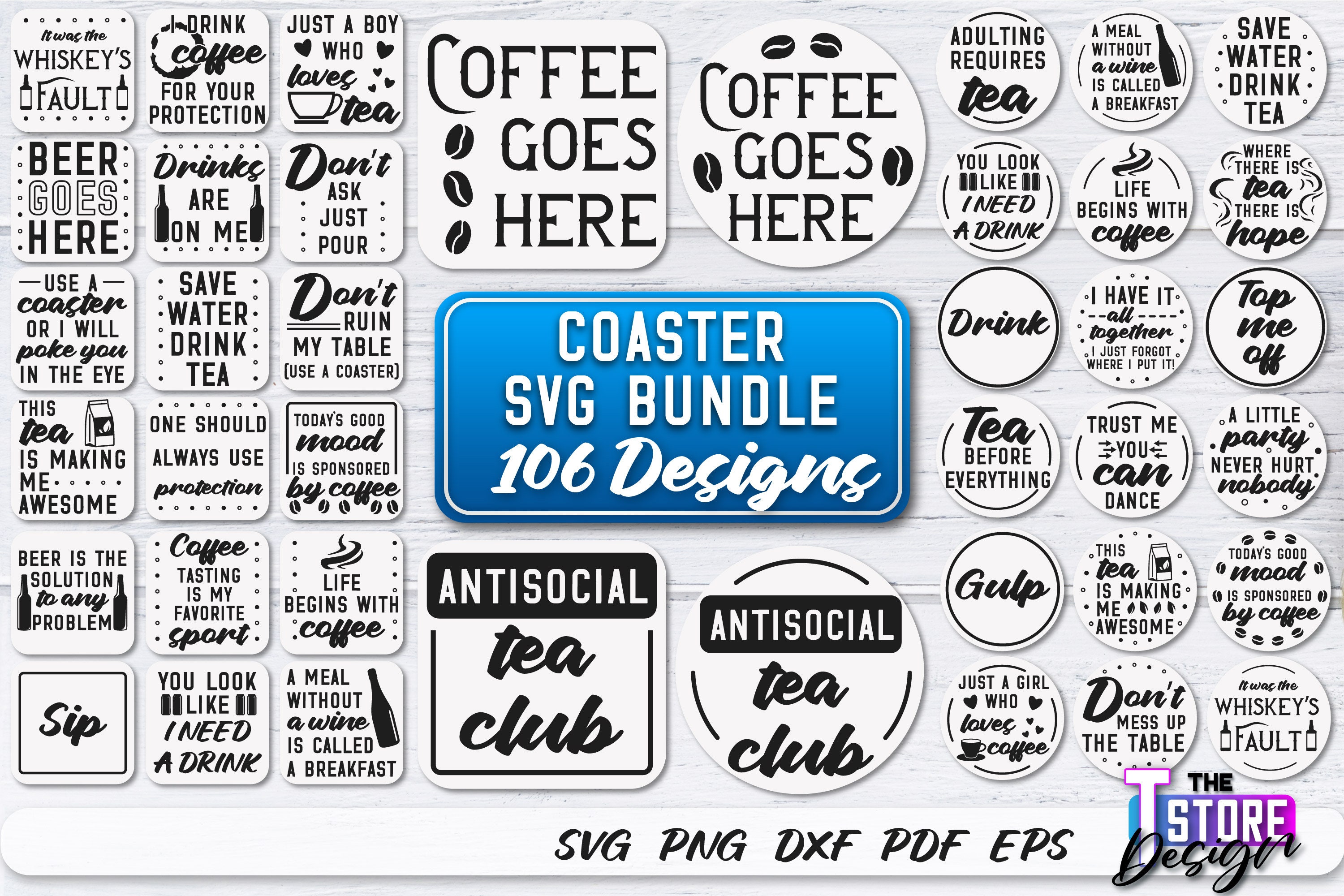 Coaster SVG Bundle Coaster Design SVG Funny Quotes Etsy