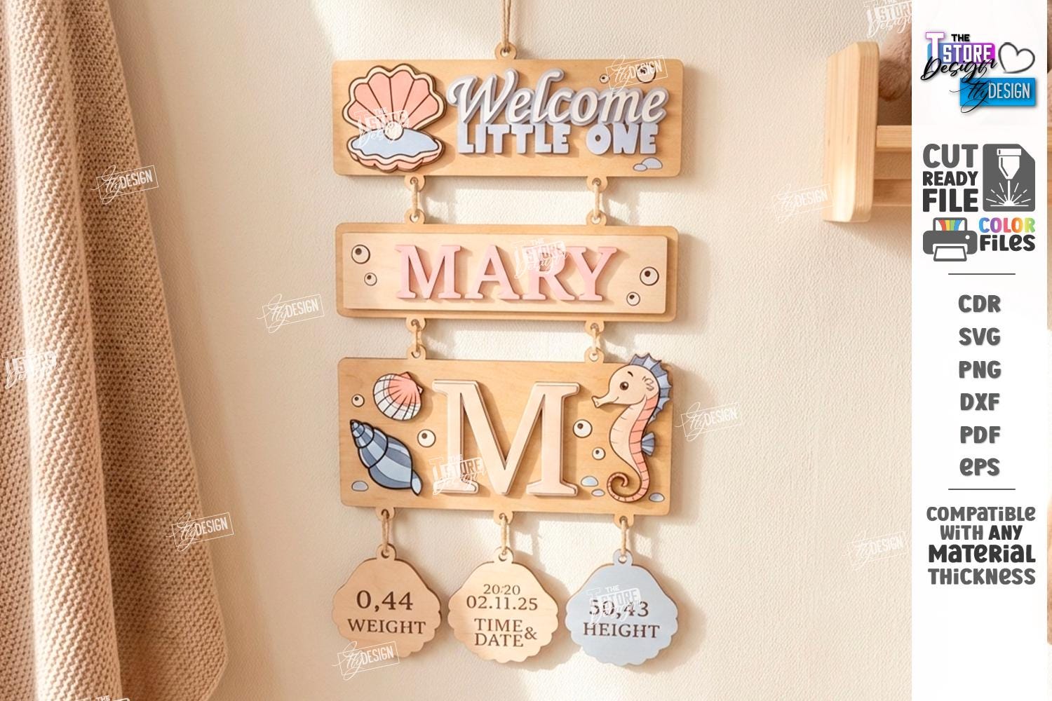 Newborn Baby Stats Sign Laser Cut Bundle, Layered Birth Announcement ...