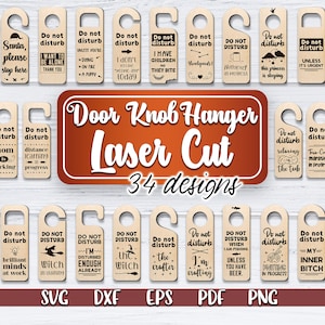 Door Knob Hanger Laser Cut SVG Bundle | Door Knob Design | Funny Sayings