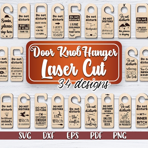 Door Knob Hanger Laser Cut SVG Bundle | Door Knob Design | Funny Sayings