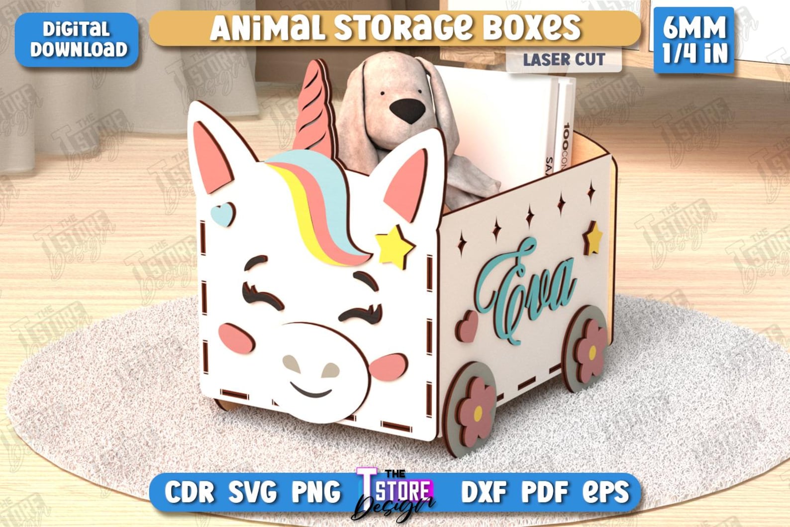 Animal Storage Boxes Laser Cut Bundle, 3d Kids Animal Boxes, Children ...