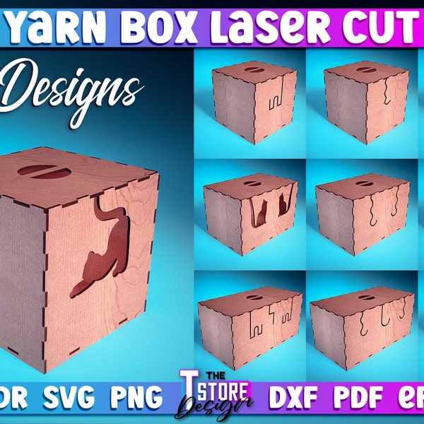 Yarn Box Laser Cut Bundle  | Yarn Laser Design | Laser Cut SVG Bundle | CNC Files