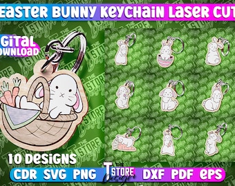 Osterhase Schlüsselanhänger Laser Cut | Fröhliche Ostern Schlüsselanhänger | Osterhasen Schlüsselanhänger | Frohe Ostern Laser Cut | Tier Schlüsselanhänger | Ostertier