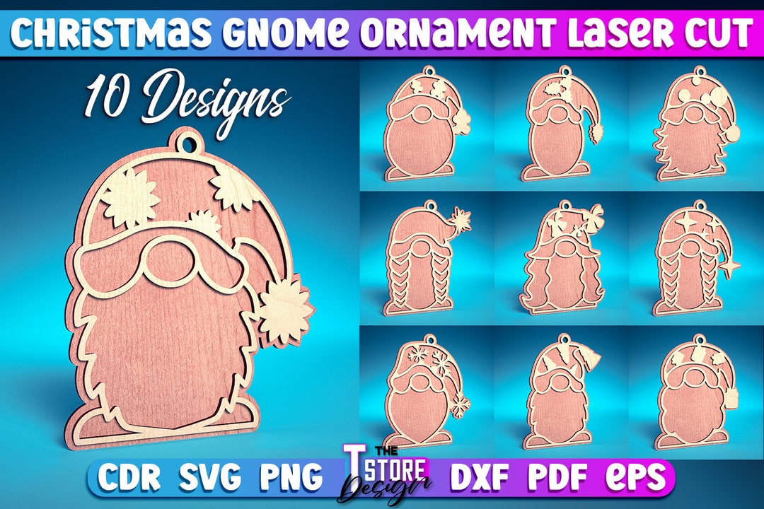 Christmas Gnome Ornament Laser Cut SVG Bundle | Christmas Laser Cut SVG ...