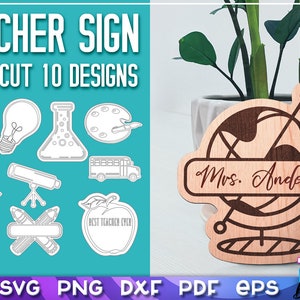 Teacher Sign Laser Cut Bundle  | Laser Cut SVG Bundle | CNC Files