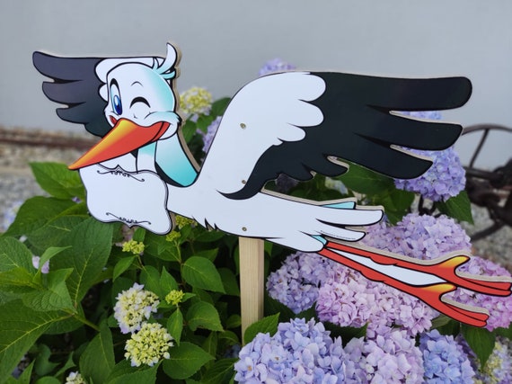 Storch für Geburt aus Holz einseitig bedruckt Etsy.de