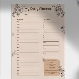Daily Planner - includes schedule/to do list/daily reminder/affirmations