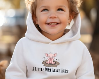 Schwein im Schlamm Kinder Kapuzenpullover | Pullover mit Bauernhof Tier Grafik