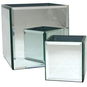 Mirror Box Glass Square Mitror Vase Display Box Dried Flower Arranging Florist Supplies