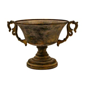 French Vintage Style Metal Gold Brocante Flower Bowl (37cm). Table Vase