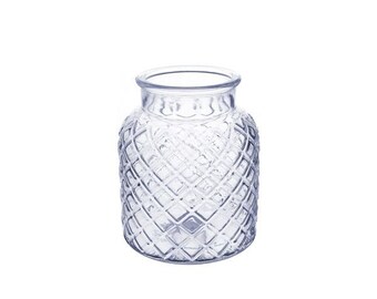 Clear Glass Haversham Vase (16cm x 13.5cm) - Vintage Style Home and Wedding Decor Accent