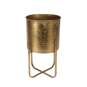 French Vintage Style Brocante Planter with Stand (S)  Brass Gold Metal