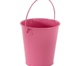 Pink Zinc Drop in Bucket 9cm Metal Buckets Table Vase Metal Bucket Vases