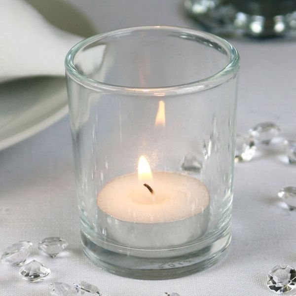 Cylinder Votive Clear Glass Jar Candle Holder