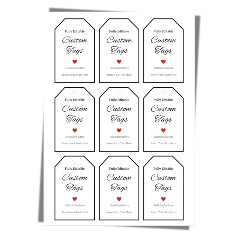 Editable Tags Instant Download Calligraphy Custom Tag Etsy