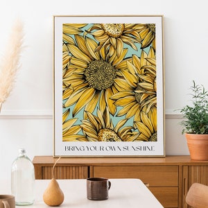 SUNFLOWER DECOR | A5 A4 A3 A2 | Flower Art | Sunflowers Room Decor | Flower Market Poster | Wall Prints | Digital Print | Botanical Print