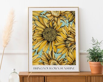 SUNFLOWER DECOR / A5 A4 A3 A2 / Flower Art / Sunflowers Room Decor / Flower Market Poster / Wall Prints / Digital Print / Botanical Print