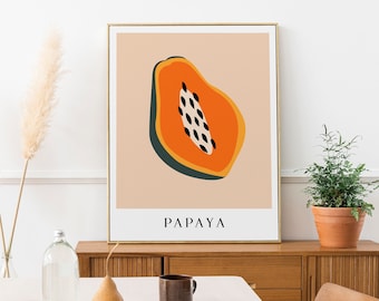 KITCHEN PRINT wall art | Colourful | Fruit Wall Art | Kitchen Art | Breakfast Wall Art | Papaya Art Print | Digital Print | Printable Art