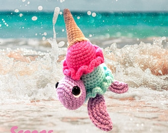 Crochet Snack Ice Cream/ Hamburger Turtle Plushie Stuffed Animal
