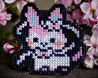 Handmade cross stitched Sylveon Eevee evelution Pokémon keychain