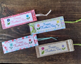 Mother's Day bookmark, Book lover gift for mom, Mothers Day gift from daughter, Floral cross stitch for librarian, Spring bookmark for women