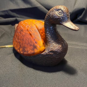 Duck lamp cast iron amber glass vintage night light lamp