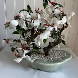 Glasbonsai, Vintage-Azaleenpflanze aus Glas, Glasblume