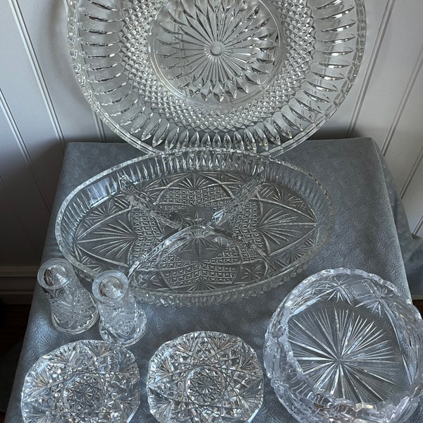 Verre couper ensemble service de table sel et poivre bol assiette hors d’œuvre Crystal