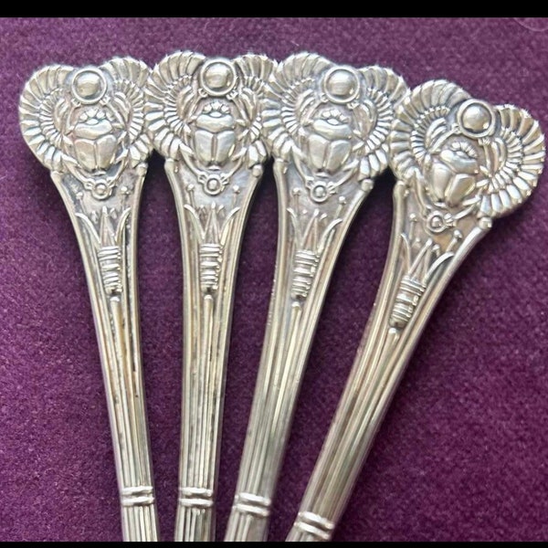 Antique Egyptian spoon 1900s renaissance scarab metal old spoon