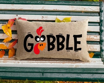 Gobble Pillow, Turkey Pillow, Thanksgiving Decor, Thanksgiving Pillow, Thanksgiving Cushion, Fall Decoration, Thanksgiving Gift, Fall Pillow