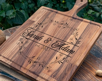 Regalo de boda de tabla de cortar personalizado, regalo de boda personalizado, regalo de compromiso para pareja, tabla de cortar de boda, tabla de cortar de pareja