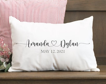 Regalo del Día de las Madres, Regalos de boda personalizados, Funda de almohada de boda, Regalo para parejas, Almohada de pareja, Regalo de nombre de pareja, Regalo de compromiso