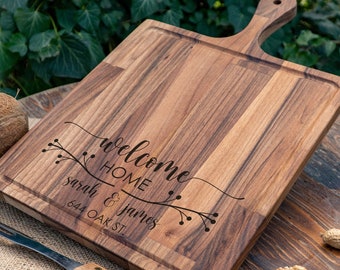 Cadeau de pendaison de crémaillère, Cadeau pour une première maison, Cadeau pour une nouvelle maison, Planche de charcuterie, Planches de charcuterie, Planche à découper personnalisée, Planche à découper personnalisée