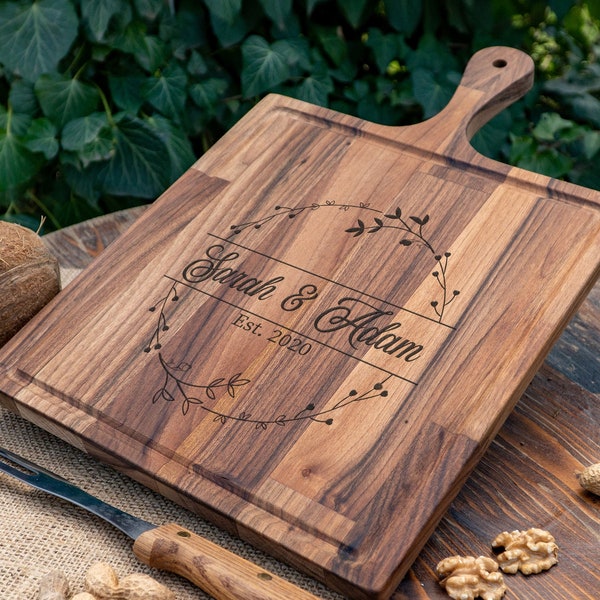 Planche à découper pour couple, Cadeau de mariage personnalisé, Cadeau de jeunes mariés, Cadeau de shower de bébé, Cadeau de fiançailles, Cadeau pour couple, Planche à découper personnalisée