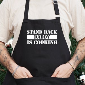 Apron For Men, Stand Back Daddy Is Cooking, Funny Apron, Apron With Pockets, Chef Apron, Father Cooking Apron, Chef Daddy Apron, Grill Gift