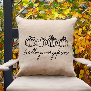 Hello Pumpkin, Pumpkin Pillowcase, Fall Pillow Cover, Autumn Cushion, Fall Decoration, Farmhouse Pillow, Burlap Pillow Cover, Autumn Decor