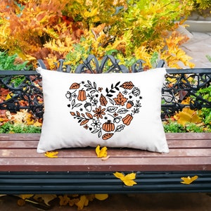 Fall Heart Pillow, Fall Leaves Pillow, Fall Pillow Cover, Fall Decoration, Fall Cushion, Autumn Pillowcase, Autumn Decor, Fall Porch Pillow