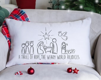 Cuscino per presepe, cuscino per la notte dell'agrifoglio, decorazioni natalizie, Natale in fattoria, cuscino cristiano, decorazioni per la casa di Natale, cuscini decorativi