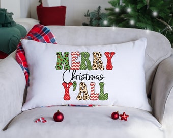 Oreiller joyeux Noël, oreillers de Noël, décoration de Noël, housse d’oreiller de Noël, coussin de Noël, Noël de ferme