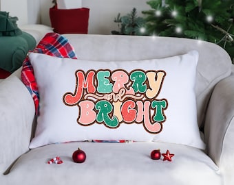 Merry and Bright Pillow, Christmas Decoration, Christmas Decor, Christmas Cushion, Christmas Pillow, Decorative Pillow, Chritmas Pillowcase