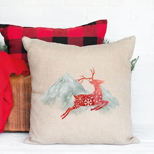 Reindeer Christmas Pillow Cover, Christmas Pillows, Christmas Deer Pillow Cover, Christmas Decorations, Farmhouse Decor, Farmhouse Pillow