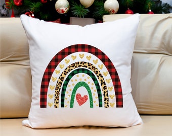 Cuscino arcobaleno, decorazioni natalizie, cuscini natalizi, federa natalizia, fodera per cuscino natalizio, decorazione natalizia, cuscino decorativo
