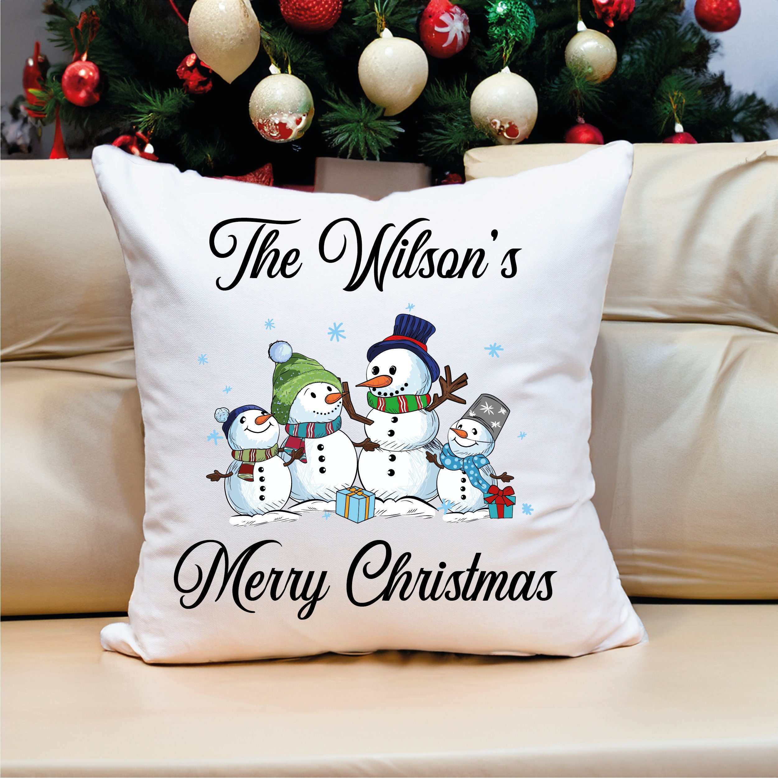 Snowman Couple Filled Pillow with Insert, Cute Christmas Xmas Square T –  Starcove Fashion