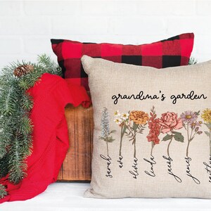 Mothers Day Gift, Grandma Mother's Day Gift, Personalize Grandma's Garden Pillow, Grandma Gift, Nana Gift, Birth Month Flower, Nanas Garden image 3