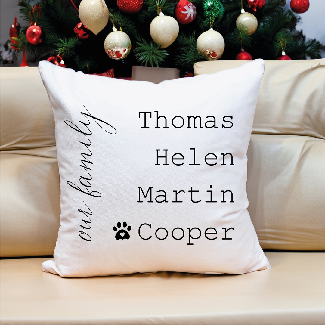 Christmas Gift, Personalized Family Name Throw Pillow Case, Personalize
