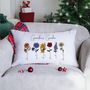 Mothers Day Gift, Custom Grandma's Garden Pillow, Personalized Birthflower Pillow, Grandma Pillow, Nana Gift, Grandma Cushion,Grandkids Name image 5